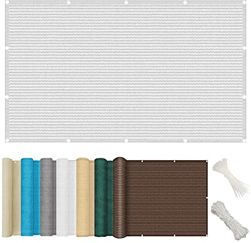 YUANZHI Balkon Sichtschutz Balkonbespannung 60 x 550 cm HDPE 185g/m², Wetterfest Balkonverkleidung Balkonabdeckung mit Ösen und Kabelbinder für Garten, Balkon Terrasse, Weiß