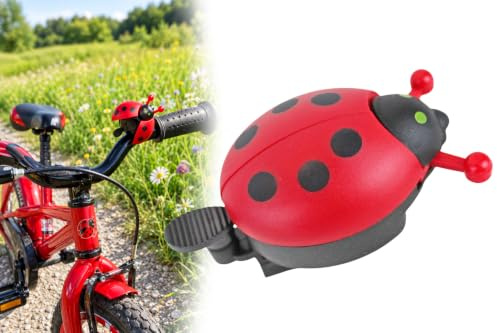 Kinder Fahrradklingel Ladybug Marienkäfer Design, Fahrradglocke 85 x 50 x 55mm Kinderfahrrad, Roller, Laufrad Klingel, Glocke, Hupe für Lenker 19,2 bis 25,4mm
