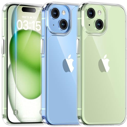 TAURI Magnetic for iPhone 15 Case with HD Screen Protector [Compatible with MagSafe] Camera Lens Full Protection, Military-Grade Protection, Not-Yellowing Shockproof Phone Cover - Clear