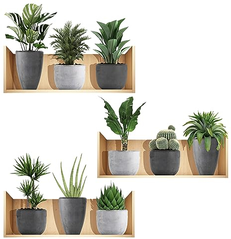 Adesivi Murali Piante 3D,3 pz Adesivi Murali Soggiorno 3D,Vasi di Fiori Adesivi Murali Decalcomania,Adesivo da parete 3D Piante Verdi in PVC per Camera da Letto,Cucina,Ufficio,Corridoio,Deco da Parete