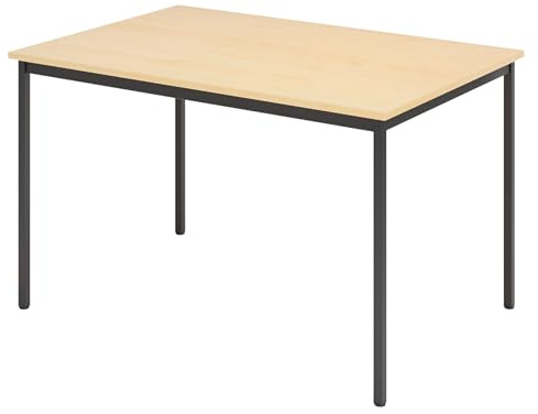 bümö Tisch, Multifunktionstisch 120 x 80 cm in Ahorn/Schwarz - Besprechungstisch, Konferenztisch, Meetingtisch, Mehrzwecktisch, Pausentisch, Besprechungsraum, Meetingraum, Pausenraum
