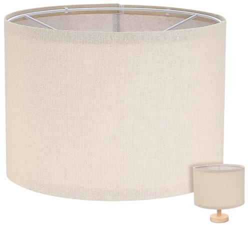 Amosfun Abat-Jour De Table En Lin Naturel 10.24X7.48 Pouces Avec Armature En Fer Beige Pour Lampe De Bureau Lampadaire Décoration Intérieure Facile À Installer