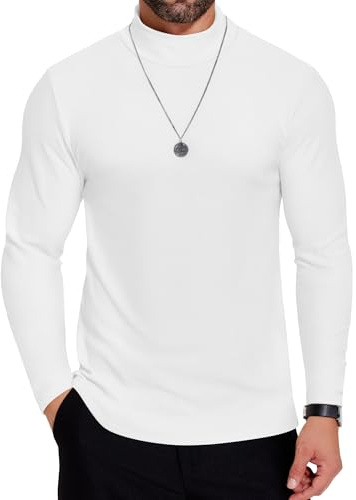 COOFANDY Mens Turtleneck Jumper Long Sleeve Shirt Winter Sweater Solid Color Tops Casual Lightweight