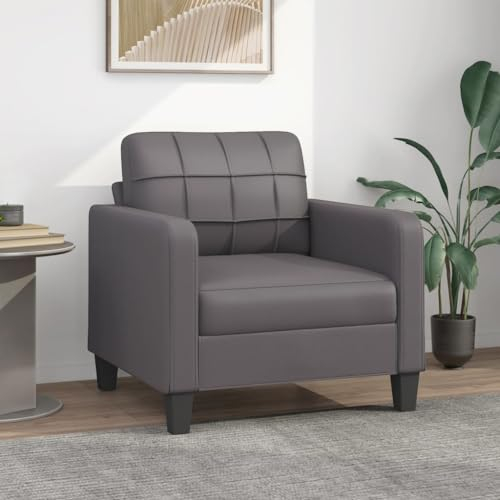 Willood Sessel Fernsehsessel mit Metallgestell, Relaxsessel für Wohnzimmer, Sofa Polstersessel Relaxstuhl Kunstledersessel Grau 60 cm Kunstleder
