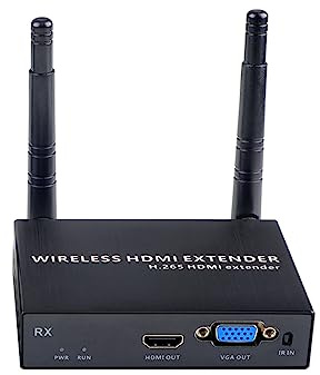 EXVIST Extension HDMI sans Fil VGA 100 m 1080p 1 récepteur Uniquement, Double Sortie HDMI et VGA, jusqu'à 100 m, Prise en Charge IR, Convient pour Ordinateur Portable, PC vers HDTV ou projecteur