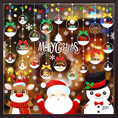 Funnlot Fensterbilder Weihnachten,10 Blatt Fensterdeko Weihnachten Kinder Fensterbilder Weihnachten Selbstklebend Weihnachtsdeko Fenster Winter Deko Weihnachtsmann Fensteraufkleber