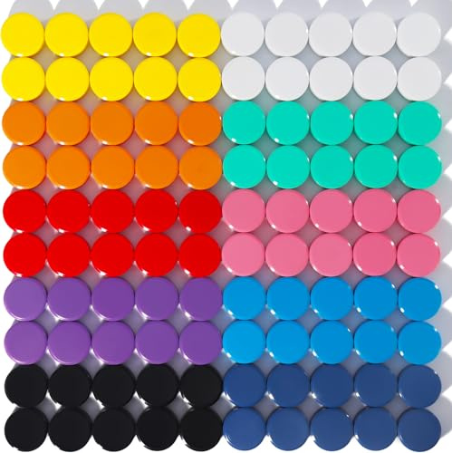 DUJEQM 100er Set Magnete für Magnettafel,10 Farben,Mini,rund,Starke Haftung | Kühlschrankmagnete, ideal für Whiteboard, Tafel, Büro, Schule & Küche. Bunt, klein, vielseitig, für Notizen, Fotos & Karten