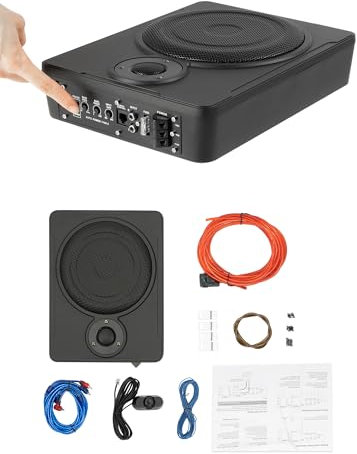 ACROSSPART Subwoofer per auto, 600 W, 8 pollici, subwoofer attivo, altoparlante e subwoofer per auto, subwoofer con altoparlanti altamente attivi