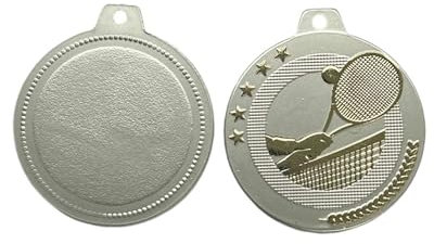 eberin · Tennis Medaille - Rückseite personalisierbar - inkl. Band · perfekte Auszeichnung für jeden Tennissportler · ideal für Tennisturnier, Tenniscamp · (OHNE Gravur)