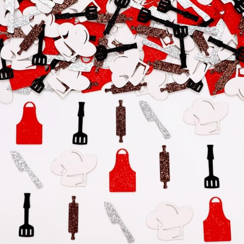 Sursurprise 200 coriandoli a tema chef, utensili da cucina da spargere da tavolo per compleanni, baby shower, decorazioni per cuochi, barbecue, fornelli, cucina e feste