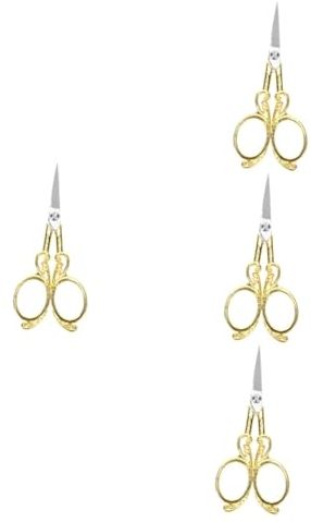 SEWACC Stoffschere Nähen 4 Stück Vintage Scheren Kleine Scheren Kunstwerk Vintage Näh Nähwerkzeug Bestickte Näharbeiten Diy Bastel Nähte Goldener Edelstahl