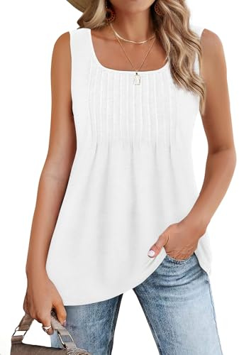 Zeagoo Camiseta Sin Mangas para Mujer Verano Chaleco Top Elegante Camisa | Casual Cuello Cuadrado Cami Básica Camisole Shirt Túnica Blusa Tank S-XXL