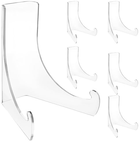 DONGKER Espositore Mini in Acrilico, 6 Pezzi Porta Piatti da Esposizione, Supporto Espositori per Display Piatti Piani, Foto, Segnaposti, Opere Arte, Cellulare