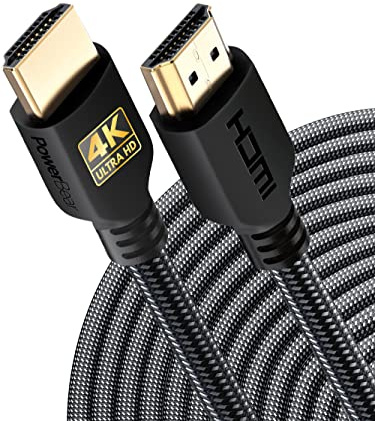 PowerBear 4K HDMI Kabel 20 m|18Gbps Hochgeschwindigkeit HDMI Kabel,geflochtenes Nylon & Goldstecker, 4K @ 60Hz, Ultra HD, 1080P, ARC & CL3 zertifiziert für Laptop, Monitor, PS5,PS4 & mehr