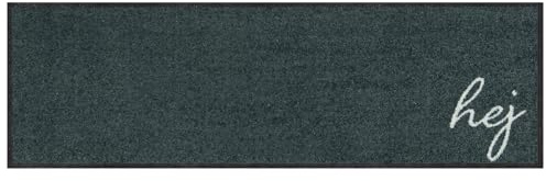 MOCAVI Zerbino per scarpe con bordo, lavabile, esterno e interno antracite, 30 x 100 cm, tappeto lungo Hej, sottile, per rimuovere le scarpe, decorazione per interni ed esterni, opaco, porta di casa,