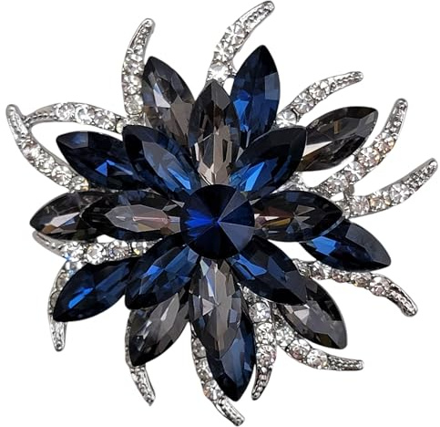 GFM® Vintage inspirierte Art Deco Blume Kristall Brosche für Hochzeit Geburtstag Jahrestag, S, Metall, Kristall