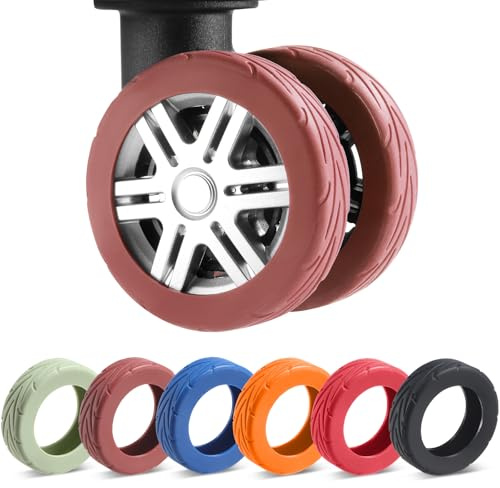 8 PC Copertine per ruote per bagagli ad aggiornamento, valigie per bagagli, coperture protettive per la ruota silicone resistenti all'usura per la ruota di filatore da 2-2,4 