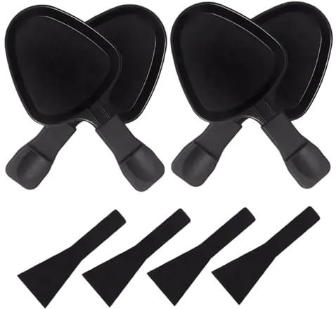 NASSMOSSE 4PCS Raclette Pfanne, Metal Raclette -Käsepfanne mit Nylonspatel, Ersatzdreiecksraclette -Grillpfanne für Käse, Dessert, Beilage