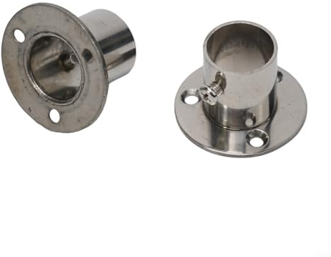 Confezione da 2 staffe per armadio in acciaio inox, flangia, supporto per barra appendiabiti o barra portasciugamani (22 mm)