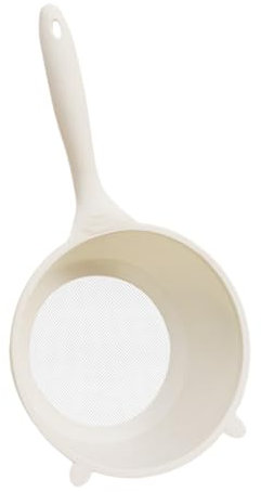 CONGARTENO Colador De Arroz De Malla Fina Grande, Cesta De Drenaje De Plástico Crema, Filtro Reutilizable Asa, Para Uso Doméstico Cocina y Lavado De Frutas