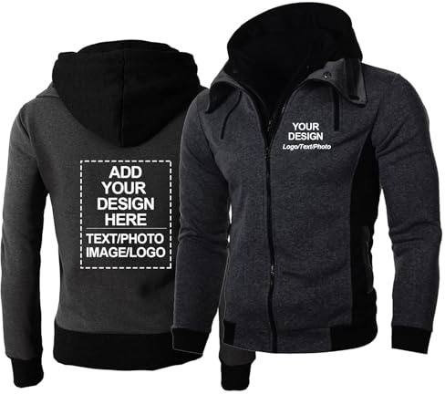 CLMETHE Giacca con logo personalizzato fai da te felpa con cappuccio da uomo testo personalizzato immagine pullover top da lavoro cappotto con cerniera completa capospalla