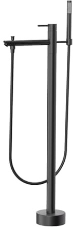 HXYhydrypd Robinets de Baignoire Autoportants Contemporains en Laiton avec Douchette à Main, Robinet de Baignoire Autonome à Poignée Unique(Black)