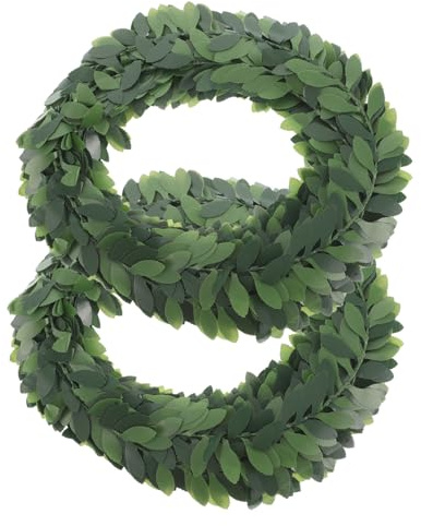 Mobestech 2pezzi Ghirlanda Artificiale in Pvc Foglia Verde e Filo Di Rattan Decorazioni Per Matrimoni Ghirlande Per Porte d Ingresso Vite in Rattan Per Auto