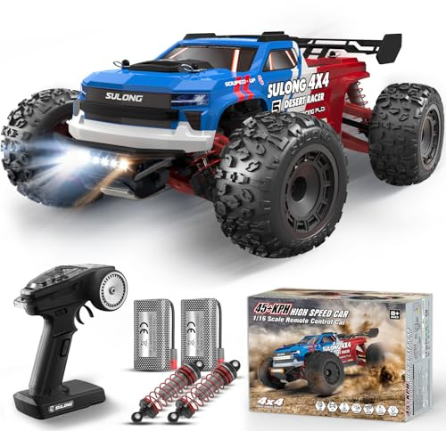 Scientoy 1/16 RC Cars 45 KPH, 4WD All Terrain RC Truck, Offroad High Speed Remote Control Car with 2 Batteries, 60 Min Runtime, Hobby Grade RC Vehicle for Teens & Adults