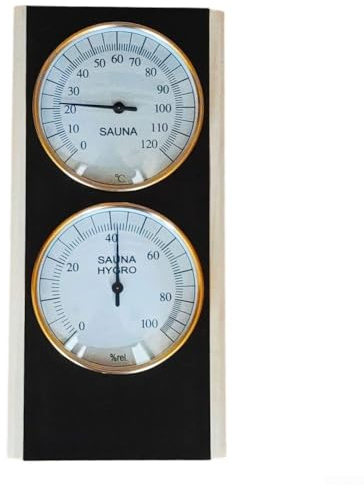 TONIXY Thermomètre hygromètre de sauna en bois de 26,4 cm avec affichage analogique facile à lire, pas de batterie nécessaire, mesure la température et l'humidité pour une relaxation précise de