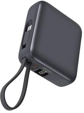 Celly, Powerbank Compatto da 10000mAh con Doppio Cavo Type‑C Integrato, Ricarica Rapida fino a 22,5W, Design Leggero per Viaggi, Compatibile con Smartphone e Tablet USB‑C