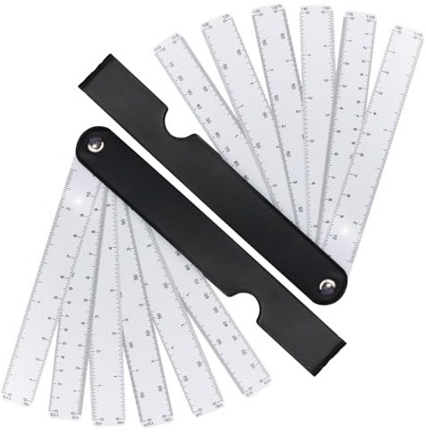 VEGCOO Escalímetro tipo Abanico, Regla Plegable con Múltiples Escalas y Transportador de Alta Precisión, Regla de Dibujo de Escala de Plástico, para Estudiantes, Arquitectos, Dibujo Técnico (2 PCS)