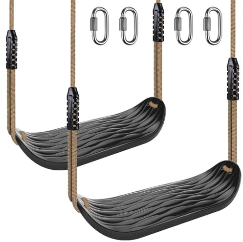 BeneLabel 2-pack gunga barn, inomhus utomhus babygunga hårt gummi gungsits lekplats, trädgårdsgungbräda med justerbart 130–200 cm rep för tonåringar/vuxna, svart vattenspröt/113 kg