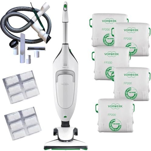 VORWERK FOLLETTO VK220S NUOVO – Aspirapolvere con Filo Completo Completo e con Kit di Accessori incluso (Spazzola HD65 Compatibile + Tubi + 18 Sacchetti + 18 Fragranze)