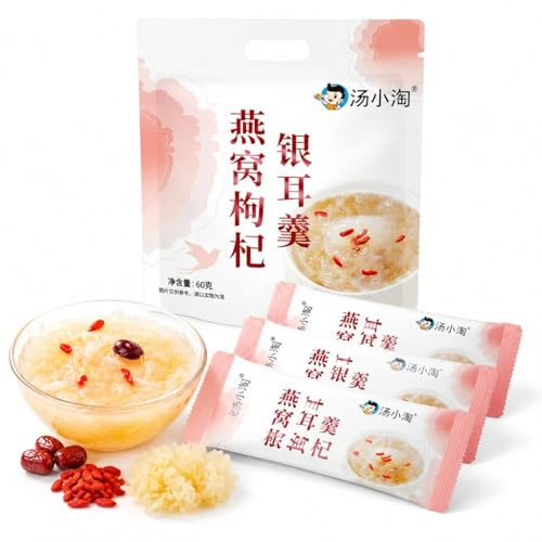 Dessert Istantaneo Con Nido D'uccello E Funghi Bianchi, Confezione Da 6 G X 50 | Senza Cottura, Preparazione Calda/fredda | Bacche Di Goji Dattero Rosso