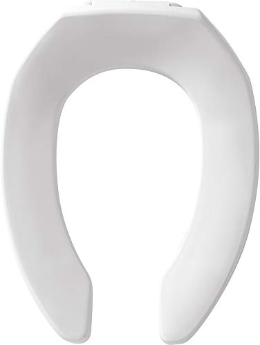 CHURCH 295SSCT Commercial Open Front Plastic Toilet Seat, Heavy Duty Industrial Slow Close Seat without Lid, Secure Installation, Made in USA, Elongated, White