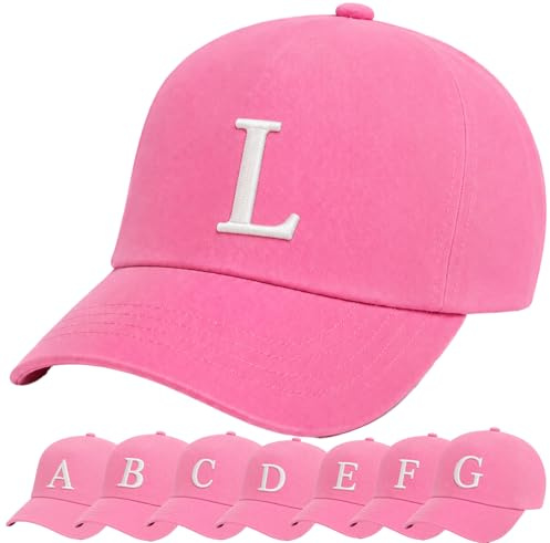 4sold New Casquette de Baseball Cap BRODÉ Letter A Z Garçon Fille Enfants Chapeau Bonnet Unisexe Rose (L)