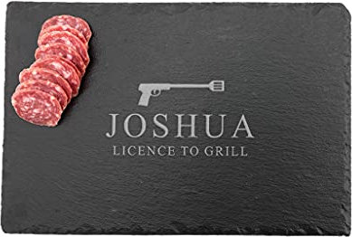Personalised James Bond Gifts For Men/Funny BBQ Gifts For Men/Meat Serving Board/Licence To Grill Chopping Board - in SLATE or WOOD
