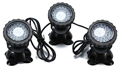 Louvra Pond Lights RGB Color Changing 36 LED Submersible Spot Lights/Waterproof IP68 Decoration Underwater Lighting for Aquarium Fish Tanks Garden Swimming Pool Fountain,UK Plug (Set of 3)