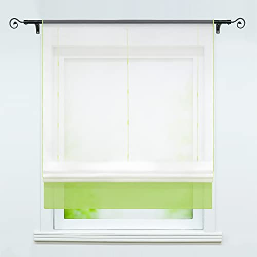 Joyswahl Raffrollo Voile Bändchenrollo mit Tunnelzug Anna Farb Gardinen BxH 80x155cm Grün 1er Pack