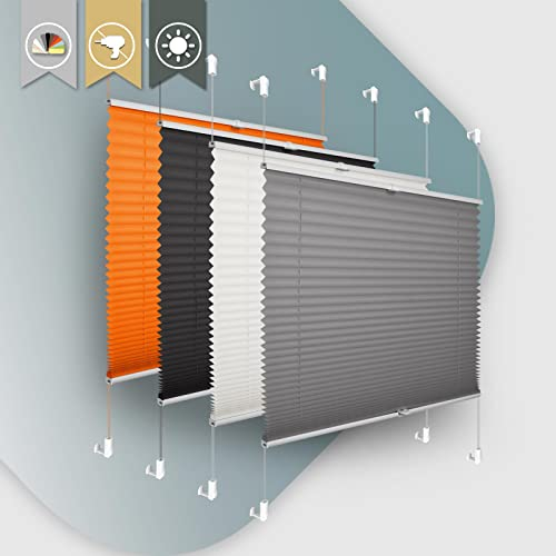 Plisseerollo ohne Bohren Klemmfix 85x120cm(BxH) Anthrazit Jalousie Sonnenschutz Easyfix Faltrollo Lichtdurchlässig Rollo für Fenster & Tür