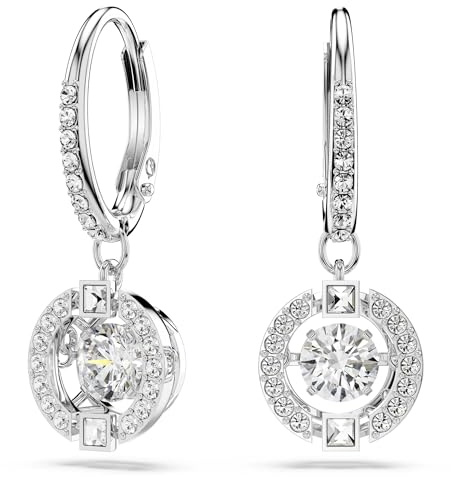 Swarovski Sparkling Dance örhängen, Runda, Vita, Rhodiumpläterade