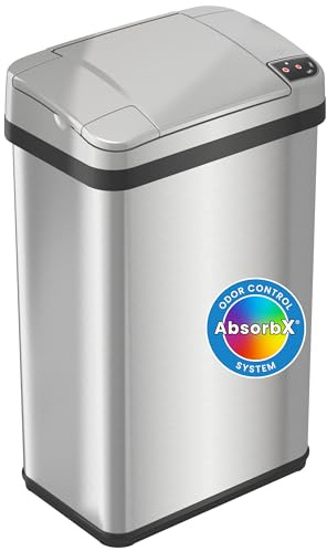 iTouchless 4 Gallon Sensor Trash Can with Odor Filter and Fragrance, Touchless Automatic Stainless Steel Waste Bin, Perfect for Office and Bathroom