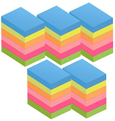 ZCZN Foglietti Adesivi Colorati Super Sticky Notes, Confezione da 30 Blocchetti, 51 mm x 38 mm, 100 Fogli/Blocchetto, Utilizzato per Aziende, Case o Scuole, Multicolore
