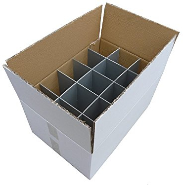 Glassjacks Glassware Storage Box - Pack of 1 | Double Walled Cardboard | 15 Cells | Glass Max Width 97mm, Max Height 250mm
