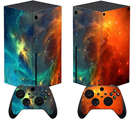 PlayVital Skin für Xbox Series X Konsole & Controller, Vinyl Aufkleber | Vinyl-Skins Zubehör, Design Folie, Wrap Abdeckung, Orange Star Universe