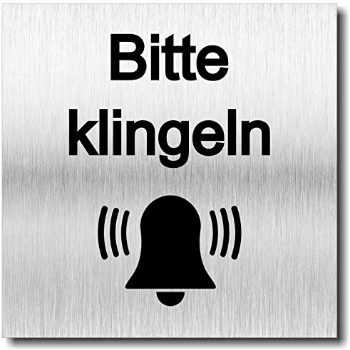 Schild Türschild Bitte Klingeln UV Druck 12 x 12cm - 3mm Aluverbund - Made in Germany - Art.Nr. 2078