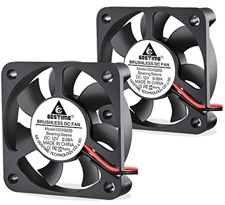 GDSTIME 2 Stück Lüfter 50mm 12V 50x50x10 Lüfter 2Pin Gehäuselüfter 50mm Fan | lüfter 12v 50mm pc lüfter 12v fan 50x50x10 Gehäuselüfter 5010 4500 U/min