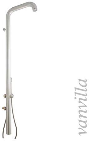 vanvilla Pooldusche Edelstahl PALO mit Handbrause Gartendusche Aussendusche Wandmontage Kaltwasser