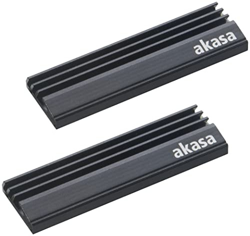Akasa M.2 SSD Heat Sink Aluminum Heatsink with Thermal Tape 71x22x6.4mm Fits M.2 2280 SSD & PS5 Pro Black A-M2HS01-KT02