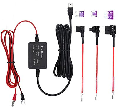 Car Dash Cam Hardwire Kit Mini USB for Dash Camera Charger 12V 24V to 5V Vehicle Power Adapter Lead Wiring Cable for Dash Cam DVR GPS Sat Nav